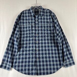 Timberland, Turbo Dry, Men’s Blue Plaid, Long Sleeve, Button Down Shirt, Size L